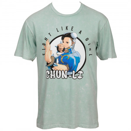 Street Fighter Chun-Li Fight Like a Girl Mineral Wash T-Shirt